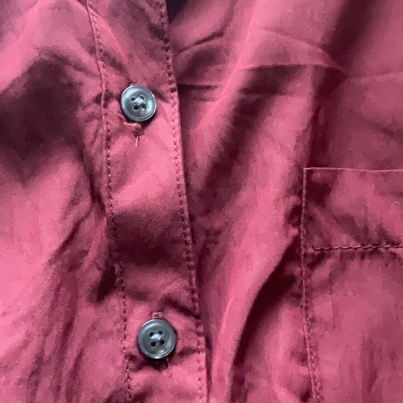 Future Collective Burgundy Collared Long Sleeves Smocked Midi Dress Size XXL - Picture 9 of 14